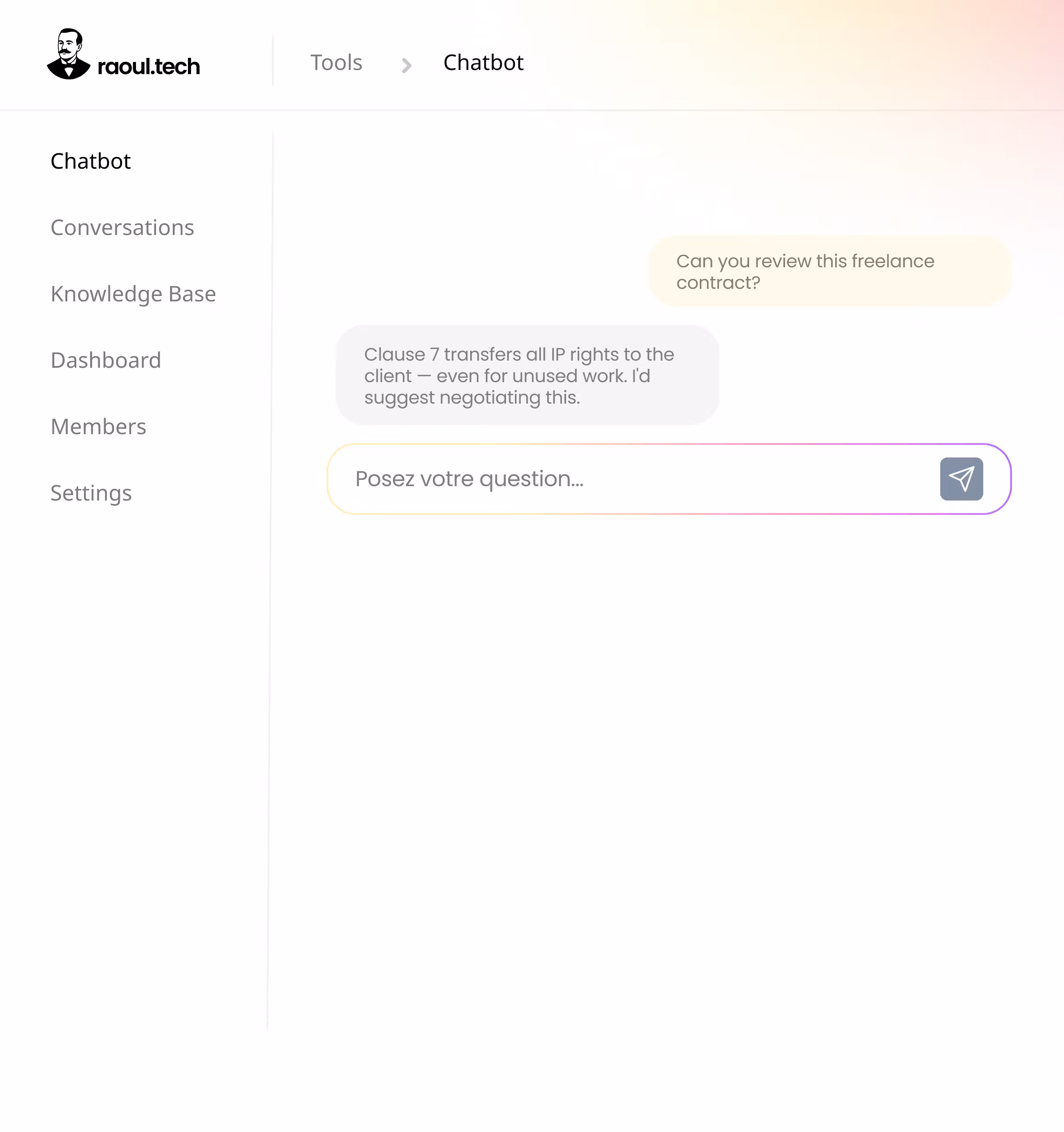 Interface interne pour collaborateurs