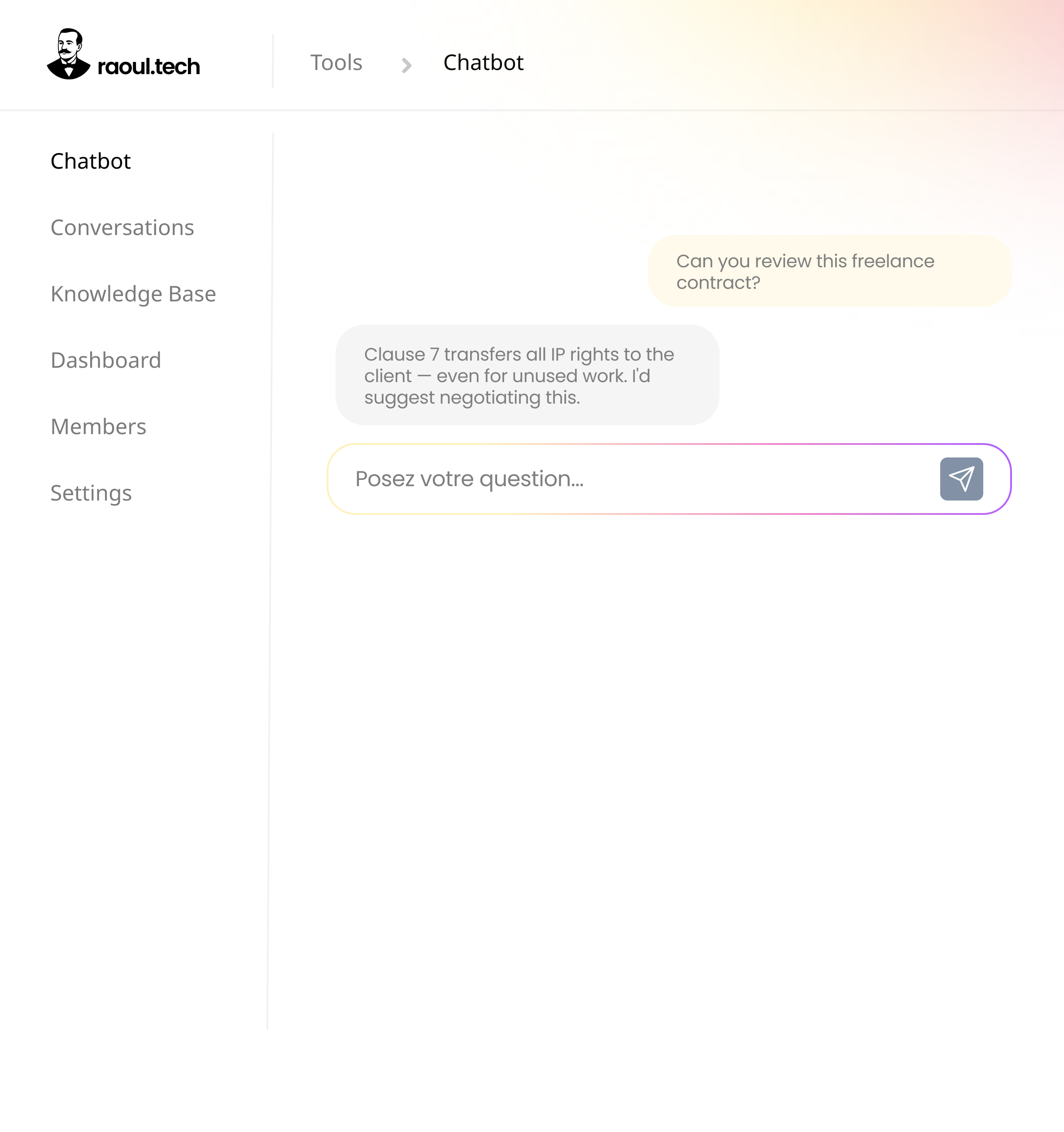Interface interne pour collaborateurs